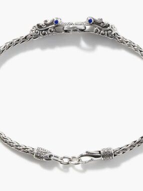 john hardy naga heritage sil dble dragon head slim chain - bracelet